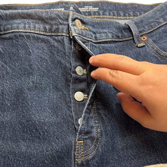 Old Navy Buttonfly High Rise Slouchy Straight leg denim jeans women’s 18 T - Picture 6 of 13